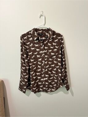 Rails Brown Horse-Print Button-Down Shirt